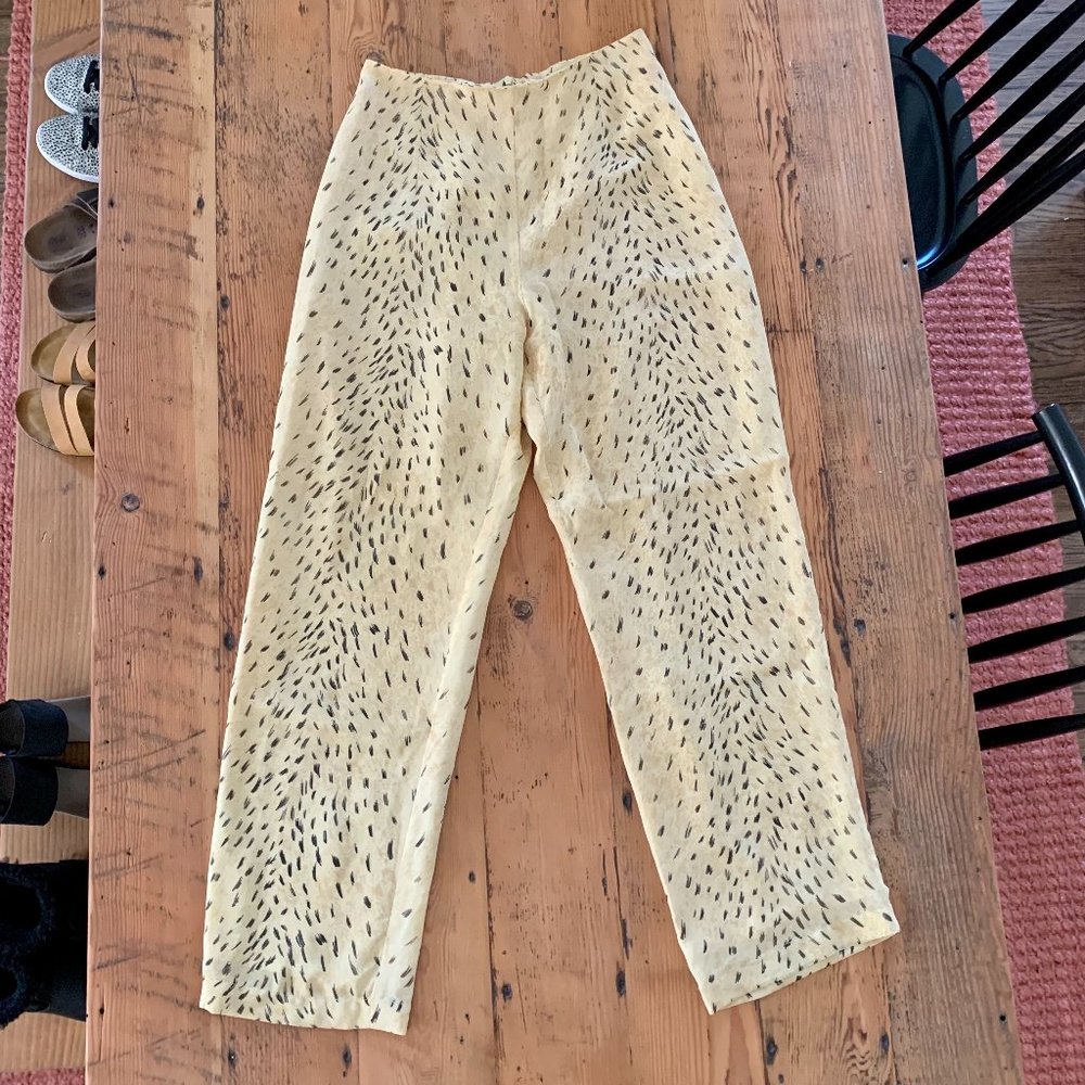 Vintage 100% Silk Animal Print High Waisted Pants